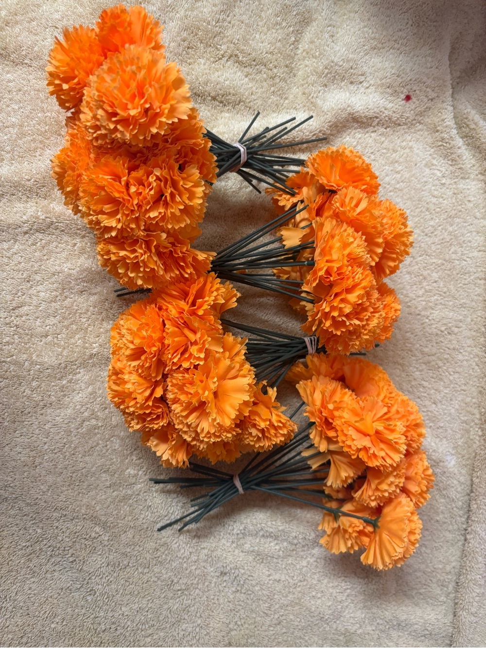 Orange Artificial Carnation Flower Stems Bundle Floral Craft Decor Lot